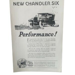 Vintage 1923 Chandler Pikes Peak Motor Performance Ad Advertisement